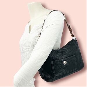 Coach Black Pebbled Leather Hobo Handbag Purse